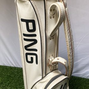 Used Vintage Ping Golf Cart/Carry Bag 4-Way Divided White One Pocket