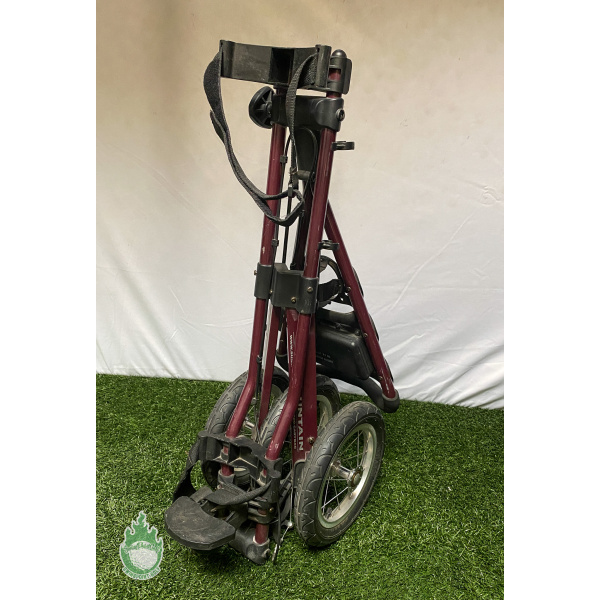 Used Sun Mountain 3 Wheel Speed Cart Golf Red Push Cart Ships Free