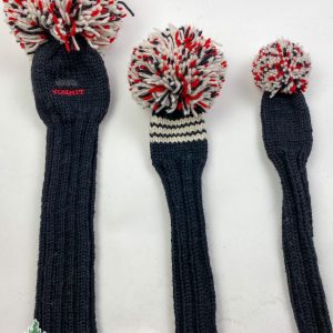 Jan Craig Summit Black Hand Knit Pom Pom Headcover Set Driver, Fairway & Hybrid