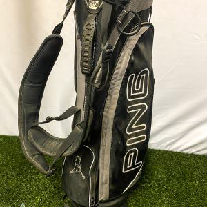 Used PING Hoofer Lite Black Golf Club Cart Carry Stand Bag Dual Backpack Straps