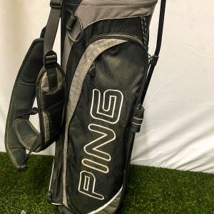 Used PING Hoofer Lite Black Golf Club Cart Carry Stand Bag Dual Backpack Straps
