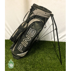 Used PING Hoofer Lite Black Golf Club Cart Carry Stand Bag Dual Backpack Straps