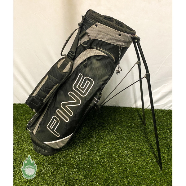 Used PING Hoofer Lite Black Golf Club Cart Carry Stand Bag Dual Backpack Straps