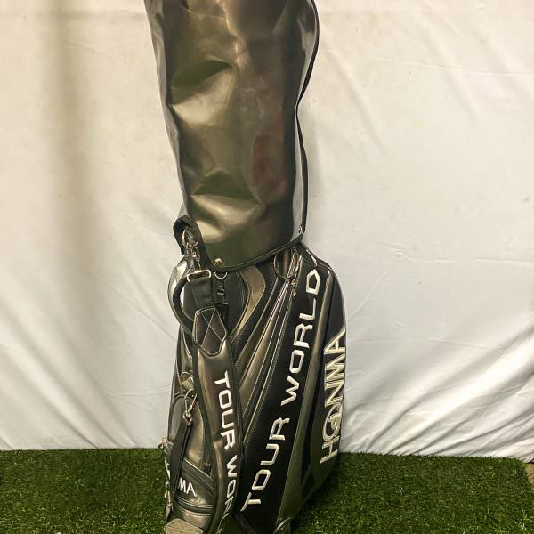 Used Honma Team Tour World Staff Stand Cart Carry Golf Bag Grey