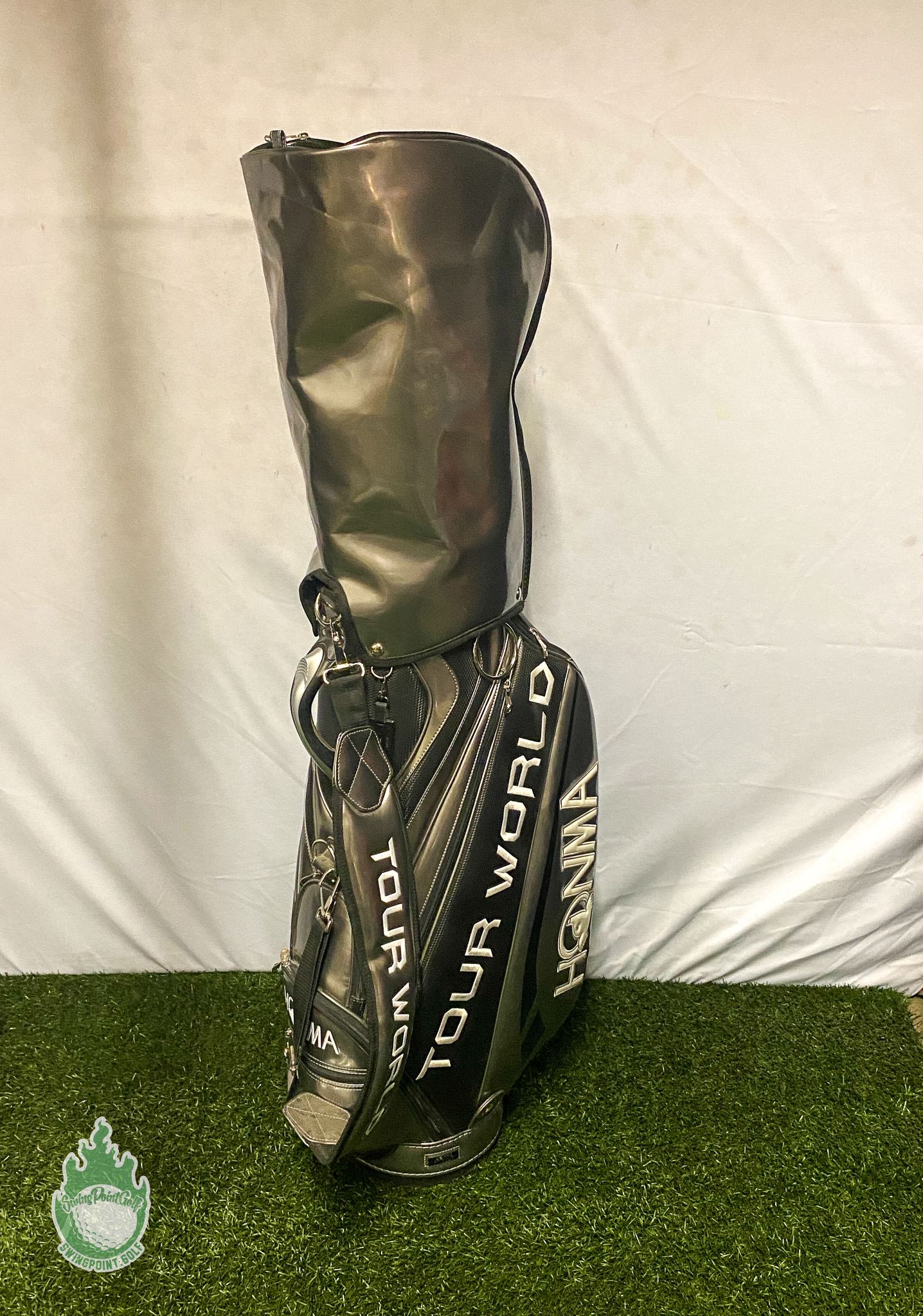 Used Honma Team Tour World Staff Stand Cart Carry Golf Bag Grey