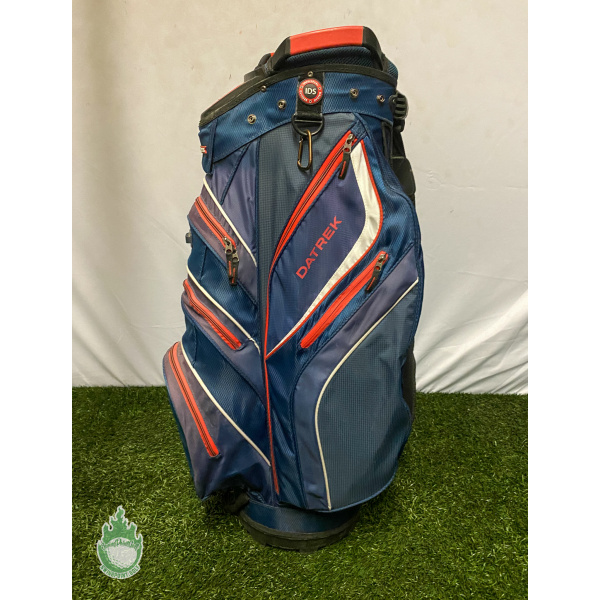 Used Datrek Golf Club Cart/Carry Bag 14-Way Divided 7 Pockets Blue,Red,White