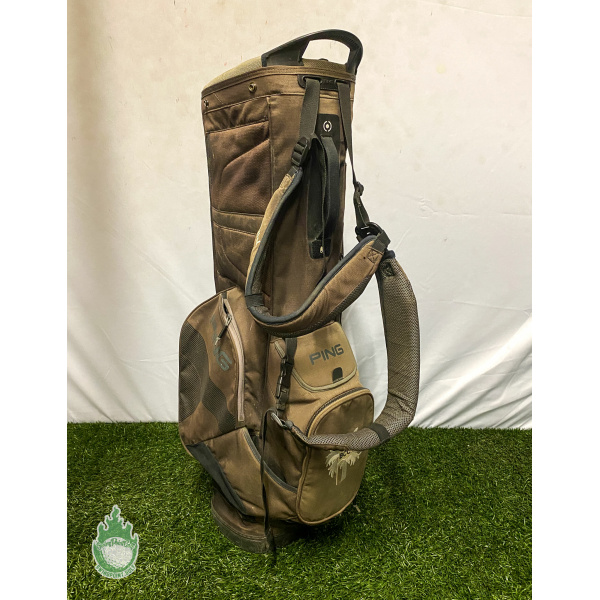Used Ping Hoofer Golf Cart/Carry Stand Bag 5-Way Divided W/ Straps & Rainhood