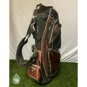 Callaway ゴルフバッグ ブラウン ベロア Used Callaway Golf Stand Bag 8 Dividers Black & Red w/ Straps