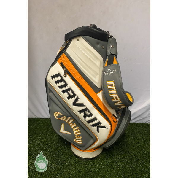 Used Callaway Mavrik Tour Staff Golf Cart Carry Bag White/Orange