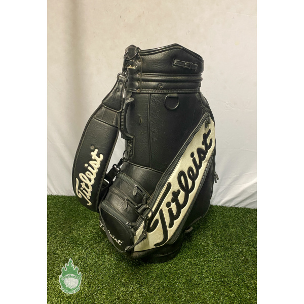 Vintage Titleist Staff Golf Bag Black/White 6-Way - Rainhood Included