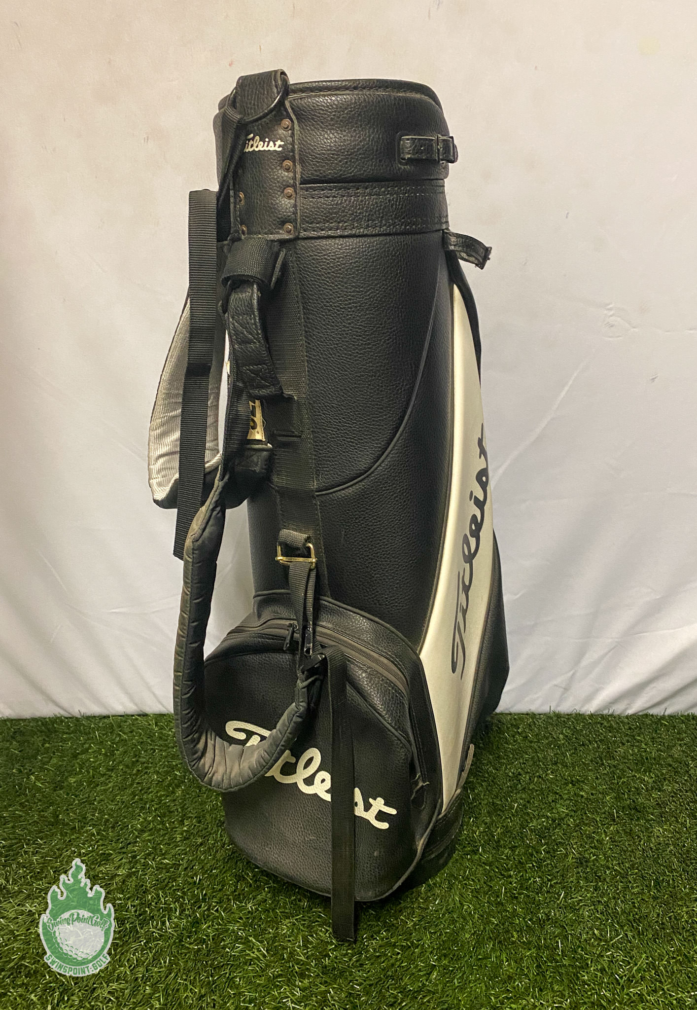 Vintage Titleist Black and White Vinyl Cart Staff 2024 Golf Bag