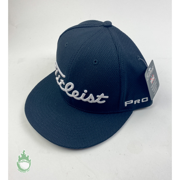 Titleist Pro V1 Hat Tour Flatbill Snapback Performance Golf Black White Letter