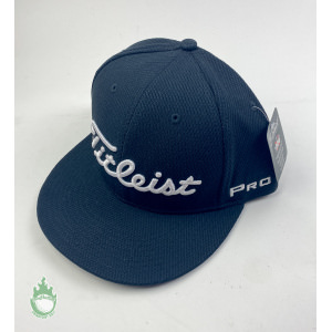 Titleist Pro V1 Hat Tour Flatbill Snapback Performance Golf Black White Letter