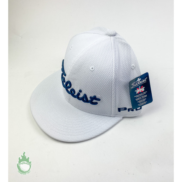 Titleist Pro V1 Hat Tour Flatbill Snapback Performance Golf White Black Letters