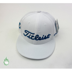 Titleist Pro V1 Hat Tour Flatbill Snapback Performance Golf White Black Letters