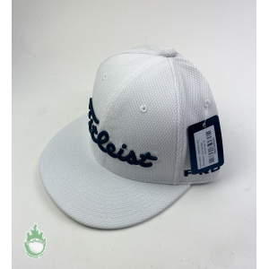 Titleist Pro V1 Hat Tour Flatbill Snapback Performance Golf White Black Letters