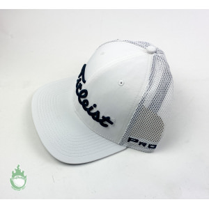 Titleist Pro V1 Hat Tour Mesh Snapback Performance Golf White w Black Lettering