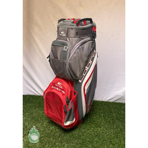 Used Cobra 14-Way Golf Cart/Carry Bag Gray/Red Rainhood & Strap Included