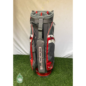 Used Cobra 14-Way Golf Cart/Carry Bag Gray/Red Rainhood & Strap Included