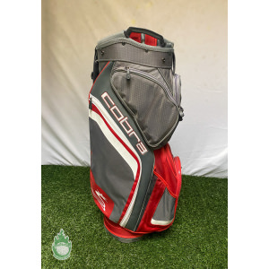 Used Cobra 14-Way Golf Cart/Carry Bag Gray/Red Rainhood & Strap Included