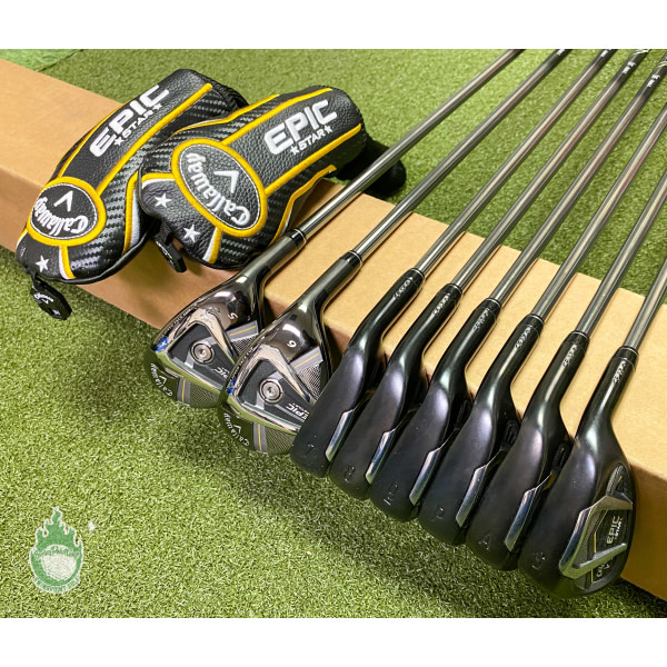 Set of 6 x Callaway Epic Star CF 17 Irons 7-PW + AW & GW Regular Graphite Shafts Set of 6 x Callaway Epic Star CF 17 Irons 7-PW + AW & GW Regular Graphite Shafts