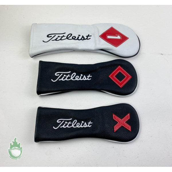 Used Titleist White & Black Leather Headcover Set Driver, Fairway & Hybrid  · SwingPoint Golf®