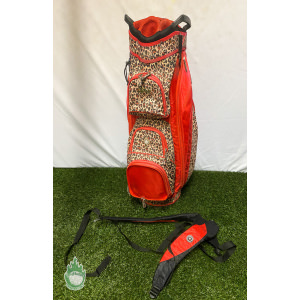 Used Glove It Ladies Golf Cart/Carry Bag 15-Way Black/Red Leopard