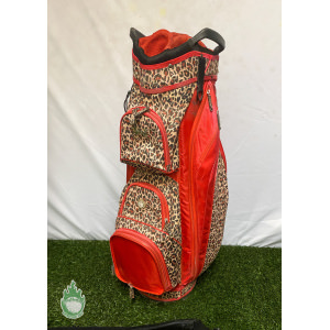 Used Glove It Ladies Golf Cart/Carry Bag 15-Way Black/Red Leopard