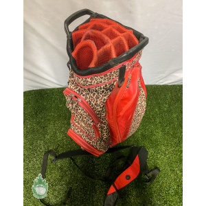 Used Glove It Ladies Golf Cart/Carry Bag 15-Way Black/Red Leopard
