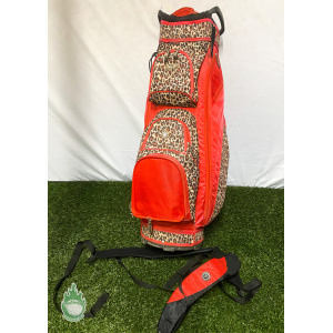 Used Glove It Ladies Golf Cart/Carry Bag 15-Way Black/Red Leopard