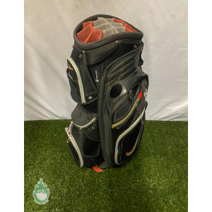 Used Nike M9 Golf 14-Way Cart/Carry Golf Bag Black/Red With Rainhood