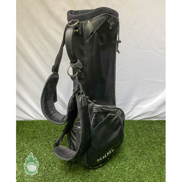 Used MNML (Minimal) Stand Golf Cart Carry Bag 4-Way Bag Black Magnetic Pockets