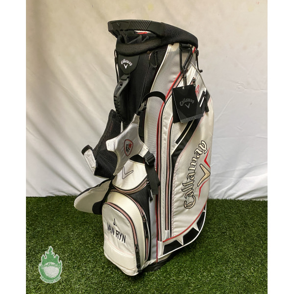 New Callaway X-Hot 14 Way Cart Carry Golf Stand Bag - White w/ Straps/ Rainhood