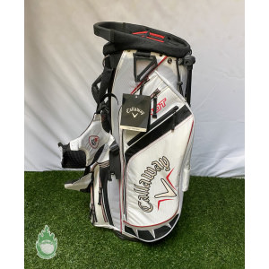 New Callaway X-Hot 14 Way Cart Carry Golf Stand Bag - White w/ Straps/ Rainhood