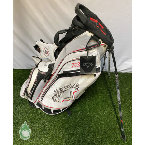 New Callaway X-Hot 14 Way Cart Carry Golf Stand Bag - White w/ Straps/ Rainhood