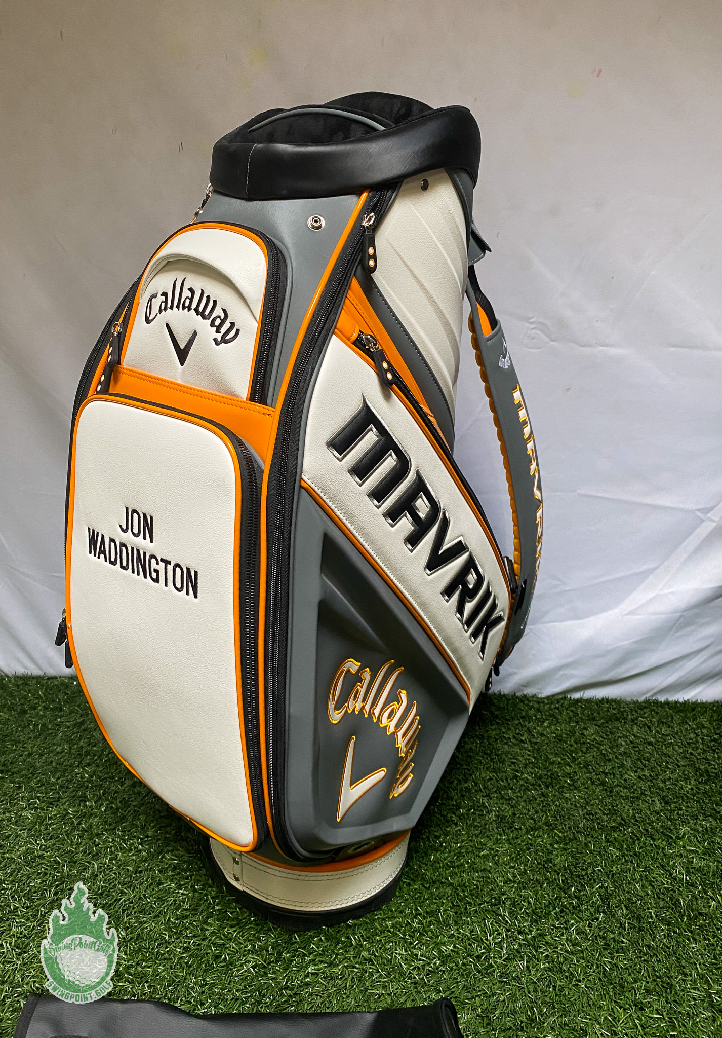 Used Callaway Mavrik Tour Staff Golf Cart Carry Bag White/Orange
