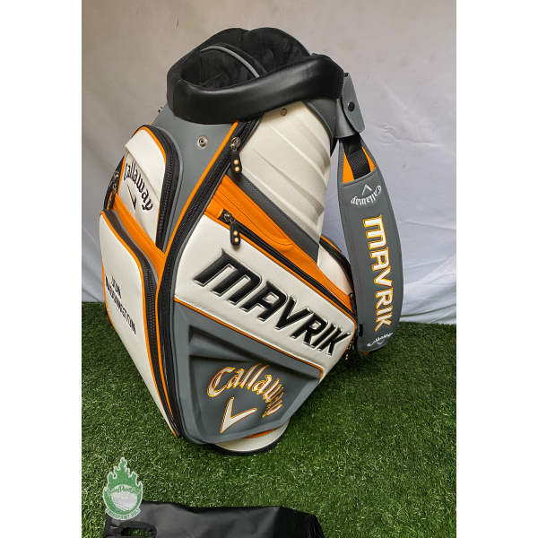 Used Callaway Mavrik Tour Staff Golf Cart Carry Bag White/Orange