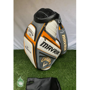 Used Callaway Mavrik Tour Staff Golf Cart Carry Bag White/Orange