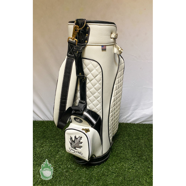 White Quilted Grey Oaks Logo Belding Sports Golf Staff Bag W/ Rainhood & Strap