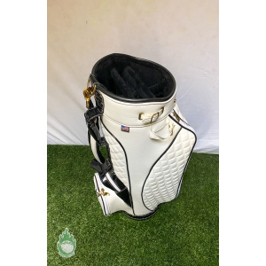 White Quilted Grey Oaks Logo Belding Sports Golf Staff Bag W/ Rainhood & Strap