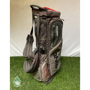 Used Ping Hoofer Golf Cart/Carry Stand Bag 5-Way Divided W/ Straps & Rainhood
