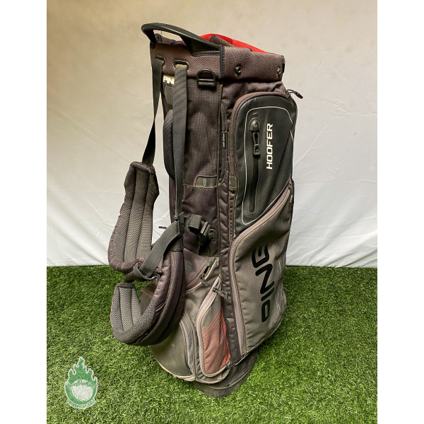 Used Ping Hoofer Golf Cart/Carry Stand Bag 5-Way Divided W/ Straps & Rainhood