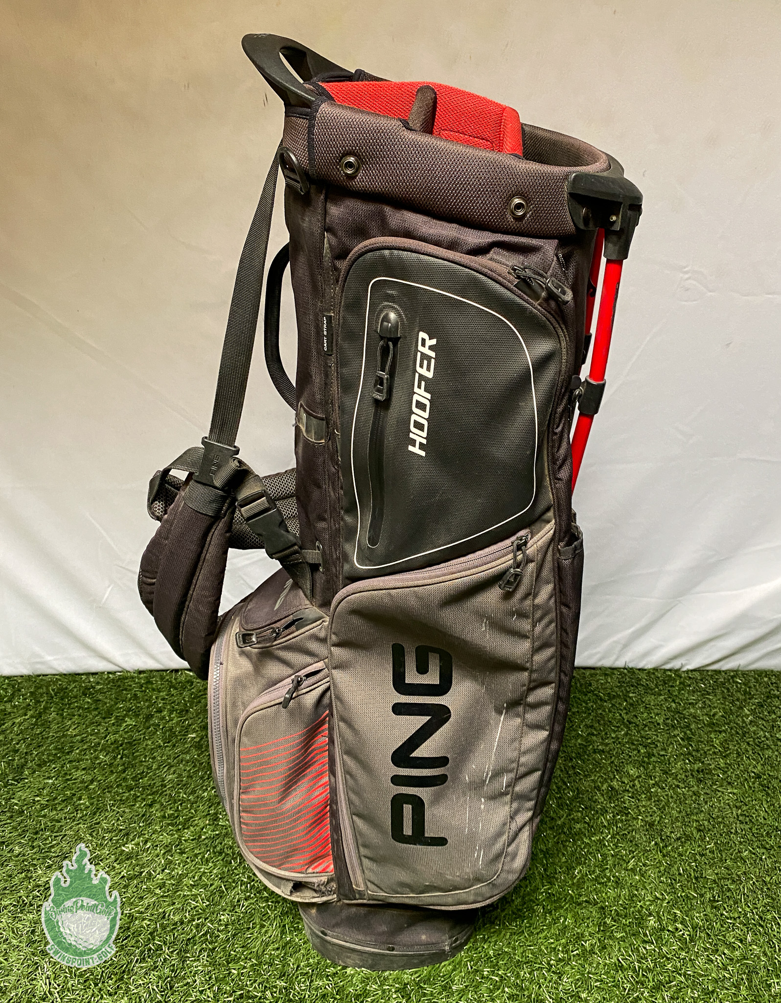 Used Ping Hoofer Golf Cart/Carry Stand Bag 5-Way Divided W/ Straps