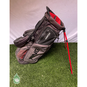 Used Ping Hoofer Golf Cart/Carry Stand Bag 5-Way Divided W/ Straps & Rainhood