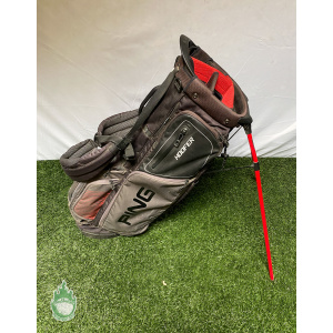 Used Ping Hoofer Golf Cart/Carry Stand Bag 5-Way Divided W/ Straps & Rainhood