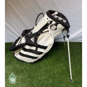 Used Adidas Golf Cart/Carry Stand Bag 7-Way Divided White Rainhood & Dual Strap