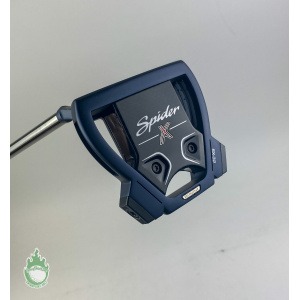 Used LEFT Handed TaylorMade Spider X Navy 34" Putter Black Steel Golf Club