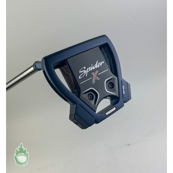 Used LEFT Handed TaylorMade Spider X Navy 34" Putter Black Steel Golf Club