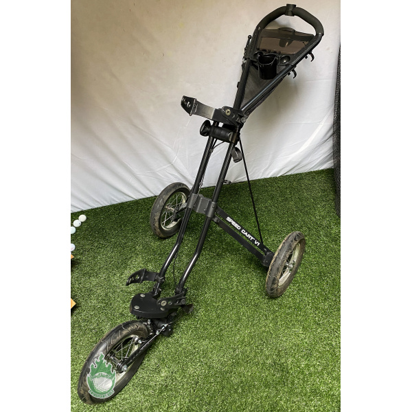 Sun Mountain 3 Wheel Speed Cart V1 Golf Black Push Cart w/ Travel Cover