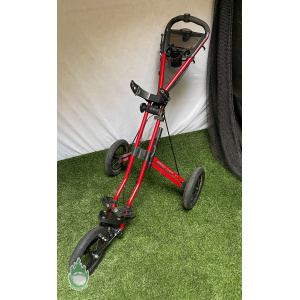 Sun Mountain 3 Wheel Speed Cart V1 Golf Red Push Cart w/ Travel Cover